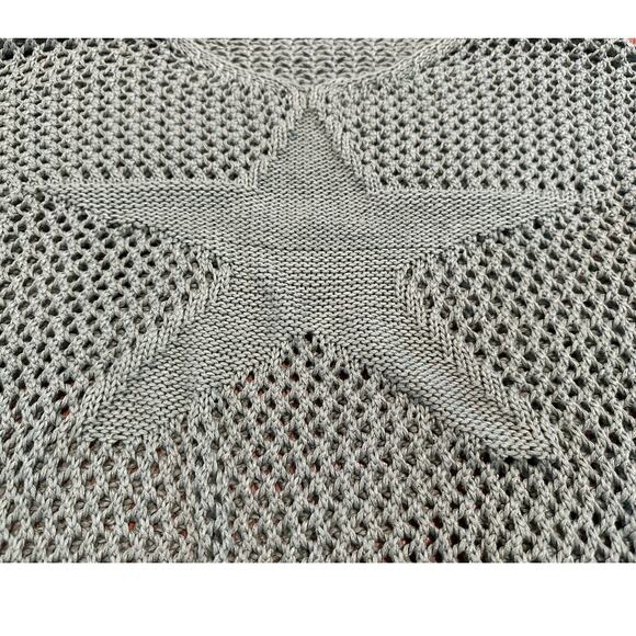 Star Open Knit Pullover Sweater Green Size Large – Cozy & Cute Crochet - Picture 3 of 7